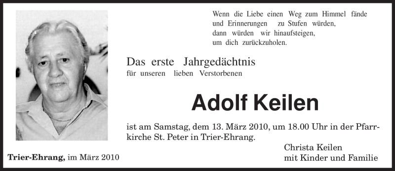  Traueranzeige für Adolf Keilen vom 06.03.2010 aus TRIERISCHER VOLKSFREUND