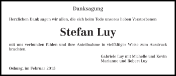 Traueranzeige von Stefan Luy von trierischer_volksfreund