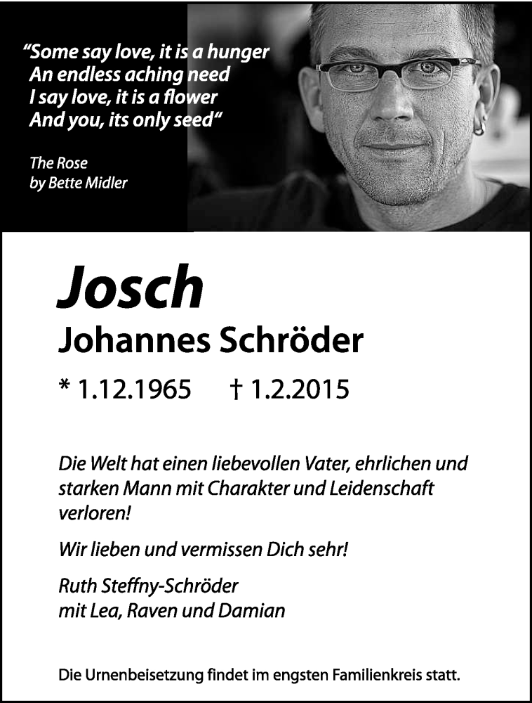  Traueranzeige für Johannes Schröder vom 07.02.2015 aus trierischer_volksfreund