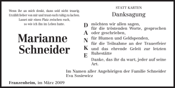 Traueranzeige von Marianne Schneider von TRIERISCHER VOLKSFREUND