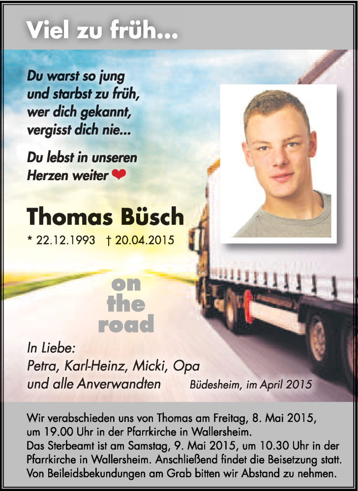  Traueranzeige für Thomas Büsch vom 02.05.2015 aus trierischer_volksfreund