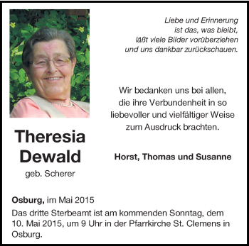 Traueranzeige von Theresia Dewald von trierischer_volksfreund