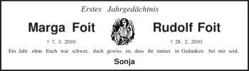 Traueranzeige von Marga Foit von TRIERISCHER VOLKSFREUND