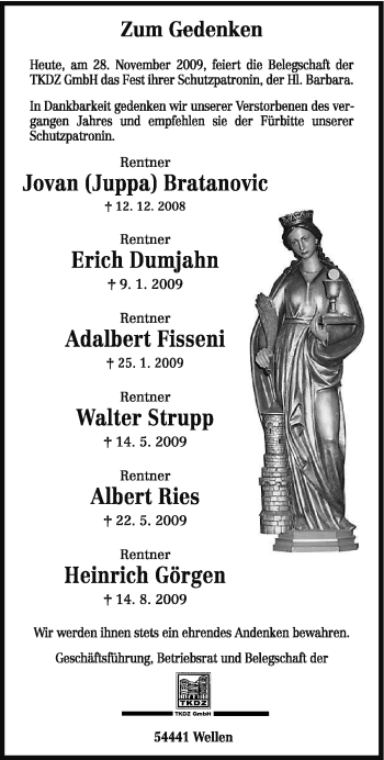 Traueranzeige von Erich Dumjahn von TRIERISCHER VOLKSFREUND