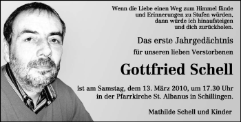 Traueranzeige von Gottfried Schell von TRIERISCHER VOLKSFREUND