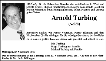 Traueranzeige von Arnold Trubing von TRIERISCHER VOLKSFREUND