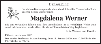 Traueranzeige von Magdalena Werner von TRIERISCHER VOLKSFREUND