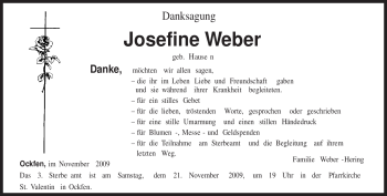 Traueranzeige von Josefine Weber von TRIERISCHER VOLKSFREUND