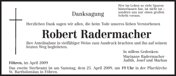 Traueranzeige von Robert Radermacher von TRIERISCHER VOLKSFREUND