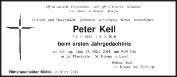 Traueranzeige von Peter Keil von TRIERISCHER VOLKSFREUND