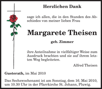 Traueranzeige von Margarete Theisen von TRIERISCHER VOLKSFREUND