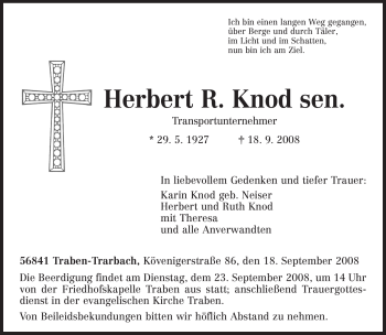 Traueranzeige von Herbert R. Knod von TRIERISCHER VOLKSFREUND