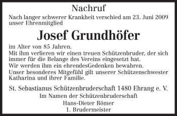 Traueranzeige von Josef Grundhöfer von TRIERISCHER VOLKSFREUND