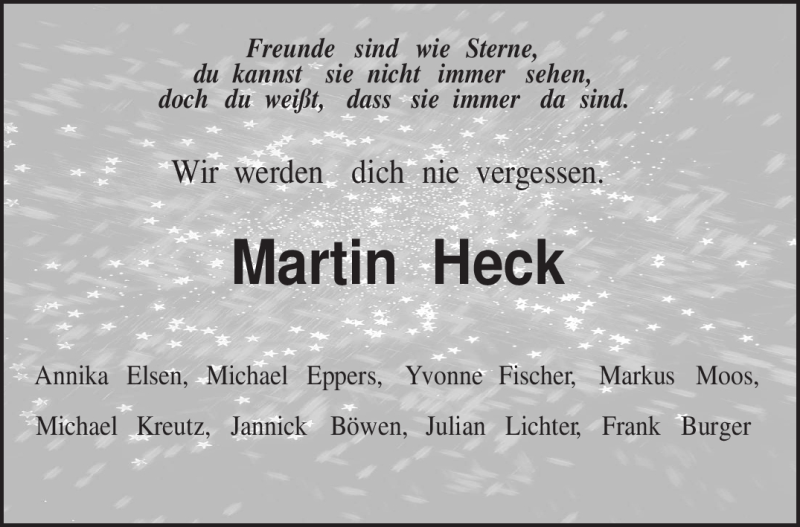  Traueranzeige für Martin Heck vom 16.12.2009 aus TRIERISCHER VOLKSFREUND