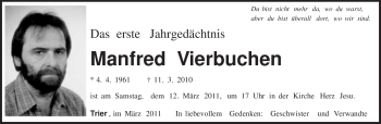 Traueranzeige von Manfred Vierbuchen von TRIERISCHER VOLKSFREUND