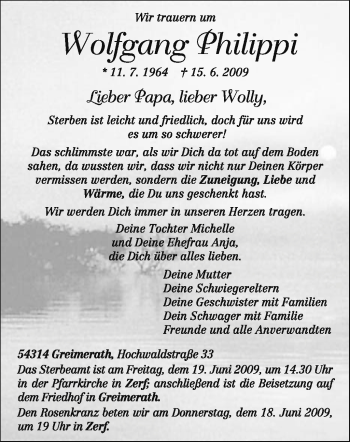 Traueranzeige von Wolfgang Philippi von TRIERISCHER VOLKSFREUND