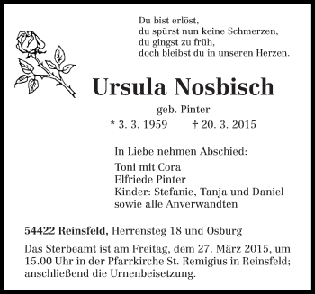 Traueranzeige von Ursula Nosbisch von trierischer_volksfreund