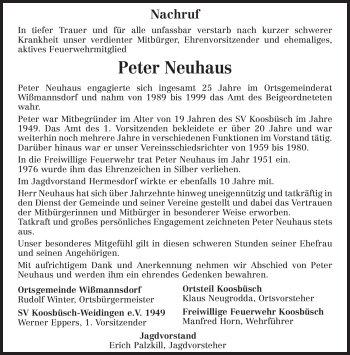 Traueranzeige von Peter Neuhaus von TRIERISCHER VOLKSFREUND