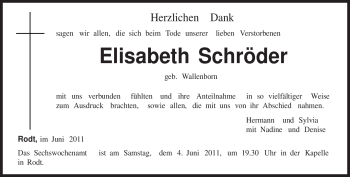 Traueranzeige von Elisabeth Schröder von TRIERISCHER VOLKSFREUND