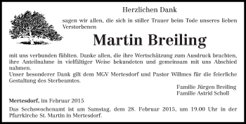 Traueranzeige von Martin Breiling von trierischer_volksfreund