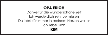 Traueranzeige von Erich Unbekannt von TRIERISCHER VOLKSFREUND