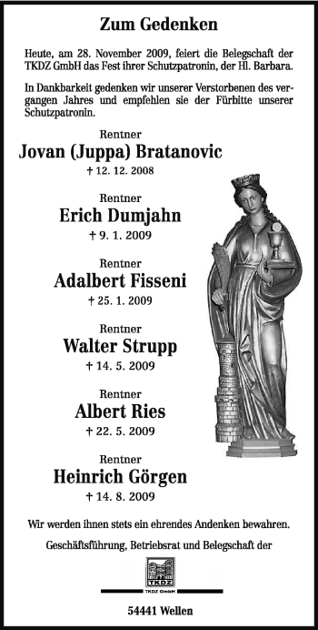 Traueranzeige von Erich Dumjahn von TRIERISCHER VOLKSFREUND