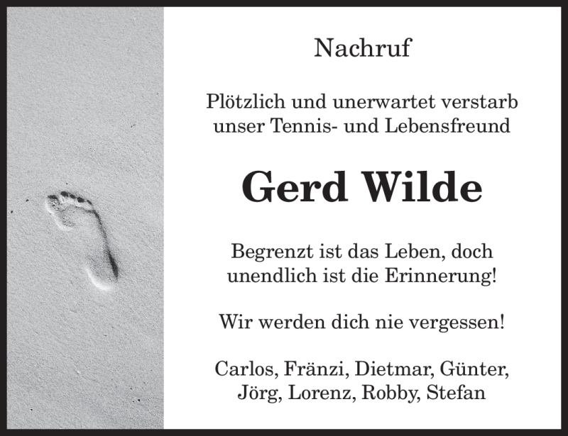  Traueranzeige für Gerd Wilde vom 20.03.2012 aus TRIERISCHER VOLKSFREUND