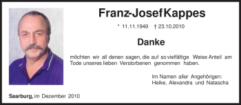 Traueranzeige von Franz-Josef Kappes von TRIERISCHER VOLKSFREUND