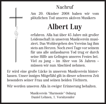 Traueranzeige von Albert Luy von TRIERISCHER VOLKSFREUND