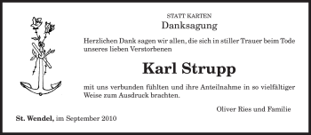 Traueranzeige von Karl Strupp von TRIERISCHER VOLKSFREUND