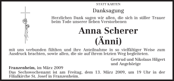 Traueranzeige von Anna Scherer von TRIERISCHER VOLKSFREUND