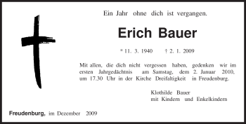 Traueranzeige von Erich Bauer von TRIERISCHER VOLKSFREUND