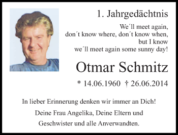 Traueranzeige von Otmar Schmitz von trierischer_volksfreund