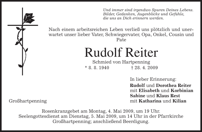  Traueranzeige für Rudolf Reiter vom 30.04.2009 aus TRIERISCHER VOLKSFREUND