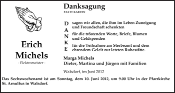 Traueranzeige von Erich Michels von TRIERISCHER VOLKSFREUND
