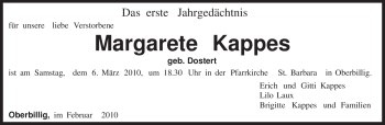 Traueranzeige von Margarete Kappes von TRIERISCHER VOLKSFREUND