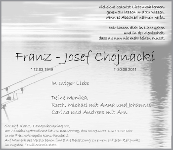 Traueranzeige von Franz-Josef Chojnacki von TRIERISCHER VOLKSFREUND