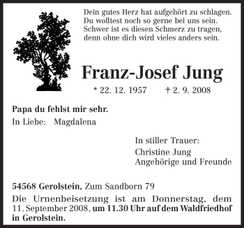 Traueranzeige von Franz-Josef Jung von TRIERISCHER VOLKSFREUND