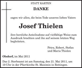 Traueranzeige von Josef Thielen von TRIERISCHER VOLKSFREUND
