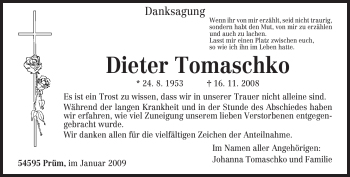 Traueranzeige von Dieter Tomaschko von TRIERISCHER VOLKSFREUND