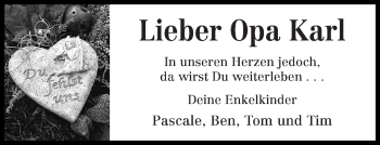 Traueranzeige von Karl Dahm von trierischer_volksfreund
