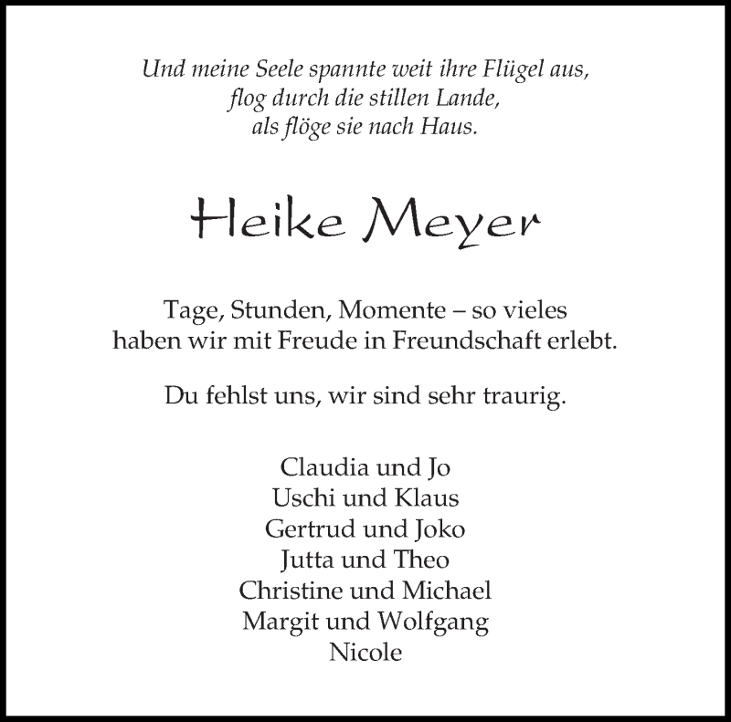  Traueranzeige für Heike Meyer vom 24.10.2015 aus trierischer_volksfreund