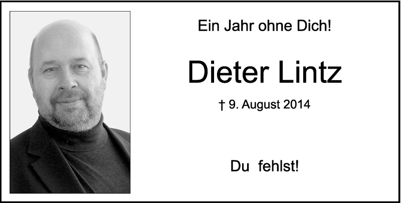  Traueranzeige für Dieter Lintz vom 08.08.2015 aus trierischer_volksfreund