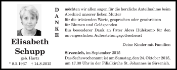 Traueranzeige von Elisabeth  Schupp von trierischer_volksfreund