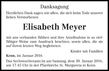 Traueranzeige von Elisabeth Meyer von trierischer_volksfreund