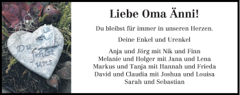 Traueranzeige von Änni Schmitt von trierischer_volksfreund