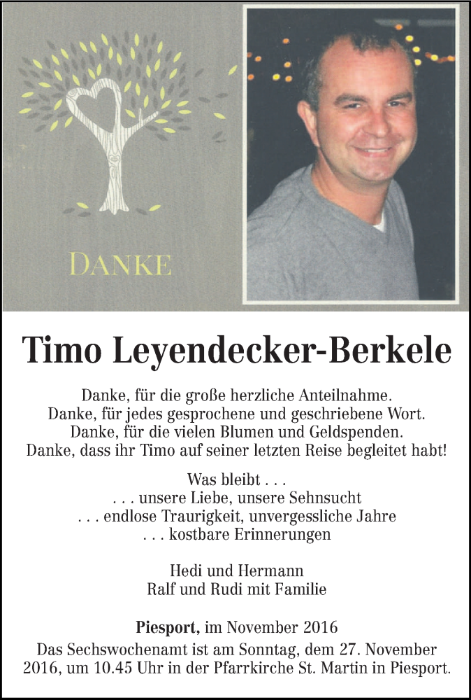  Traueranzeige für Timo Leyendecker-Berkele vom 19.11.2016 aus trierischer_volksfreund