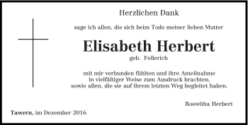 Traueranzeige von Elisabeth Herbert von trierischer_volksfreund