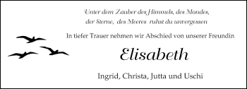 Traueranzeige von Elisabeth  von trierischer_volksfreund