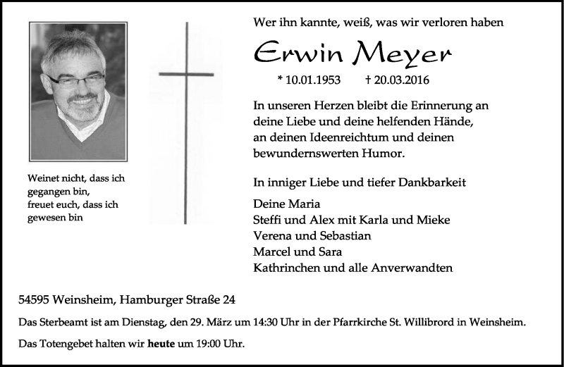  Traueranzeige für Erwin Meyer vom 23.03.2016 aus trierischer_volksfreund